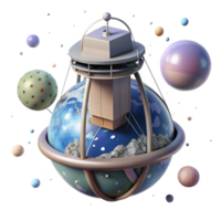 serene artistic Space Elevator Tether Earth View Transparent for Presentations authentic png