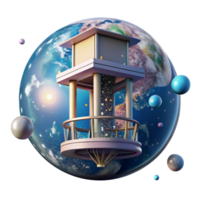 impressive contemporary Space Elevator with Earth Background Transparent for Space Exploration Projects high quality png