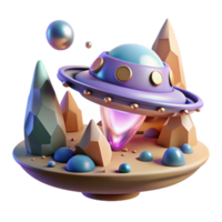 extraordinary abstract Spaceship Landing on Alien World Isolated for Game Assets png
