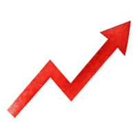 Red Arrow Pointing Upward in Graph Style with Transparent Background Representing Growth and Success png