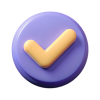 3D Rendering of a Checkmark Button - Isolated on Transparent Background png