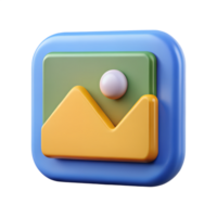 3D Rendered Icon of a Vibrant Landscape with Mountains and Sun, Transparent Background for Digital Applications and User Interfaces png