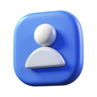 3D Rendered Blue Icon with a White User Symbol Representing Modern Digital Identity and Communication on Transparent Background png