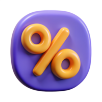 3D Render of a Percentage Symbol Icon in Vibrant Orange with a Glossy Finish on a Transparent Background png