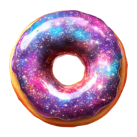 3D Space-Themed Donut With Swirling Galaxy Frosting On Transparent Background png
