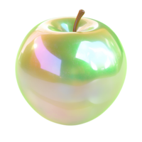 3D Colorful Apple With Shiny Rainbow Effect On Transparent Background png