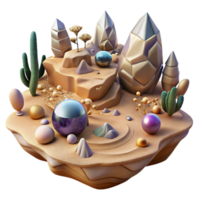 elegant traditional Surreal Desert Landscape Cutout with Floating Rocks high quality png