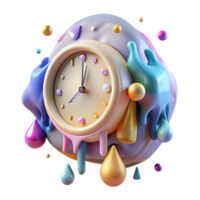 serene traditional Surreal Melting Clock Transparent Background Dreamlike Scene authentic png