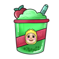 A sticker of a green smoothie with a strawberry on top png