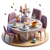 vibrant artistic Table Setting Dining Arrangement Transparent for Restaurant Graphics png