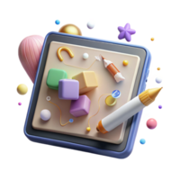 elegant minimalist Tablet Device with Drawing App Interface Transparent for Digital Artists high quality png