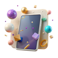 vibrant contemporary Tablet Device Vertical Orientation Cutout for App Display authentic png