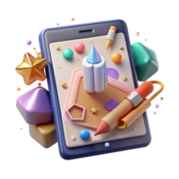 impressive classic Tablet Device with Drawing App Interface Transparent for Digital Artists high resolution png