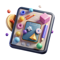 elegant classic Tablet Device with Drawing App Interface Transparent for Digital Artists professional png