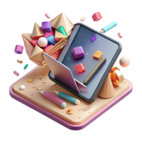 dramatic rustic Tablet Device with Keyboard Case Isolated for Productivity professional png