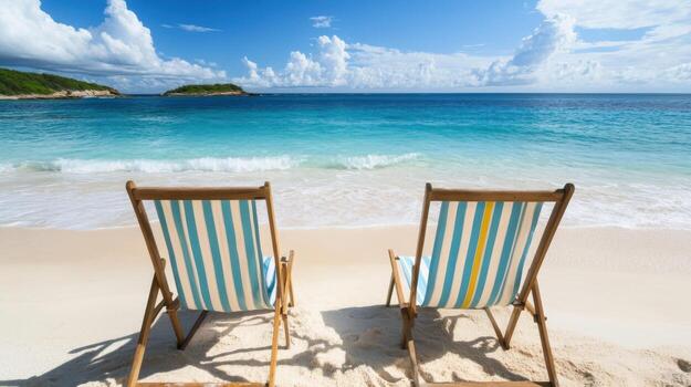 Tropical beach paradise with relaxing summer vibes and scenic ocean view photo