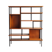 stylish modular shelving unit that combines functionality and aesthetic appeal, featuring mix of open and closed storage spaces, perfect for modern interiors png