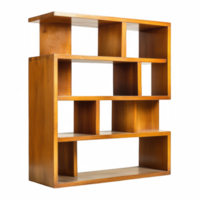 modular shelving unit made of wood, showcasing functional and aesthetic design. Its geometric structure offers versatile storage options, perfect for modern interiors png
