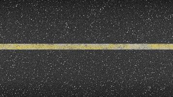 Close-up of road surface with single yellow line in asphalt texture photo