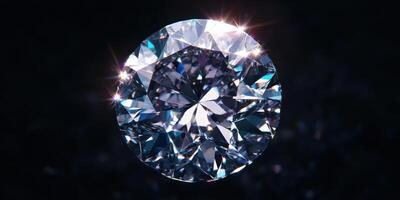 Radiant diamond with brilliant sparkle isolated on dark background photo