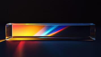 Colorful light prism dispersion against dark background concept photo