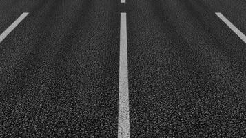Asphalt road texture with white dividing lines captured from top view photo