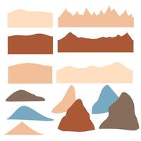 A set of different mountain shapes and mountains vector