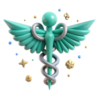 beautiful classic Teal Medical Caduceus Icon Isolated for Healthcare Organizations authentic png