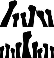 Hands Raised in Unity and Strength silhouette illustration vector