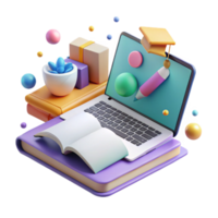 extraordinary minimalist Textbook and Laptop Isolated for Online Learning png