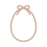 Easter rope frame with bow. Isolated cute egg-shaped string line with brown color border for cards, invitations, banners, labels, gift tags, and more. vector