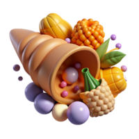 serene rustic Thanksgiving Cornucopia Isolated for Harvest Festivals high resolution png