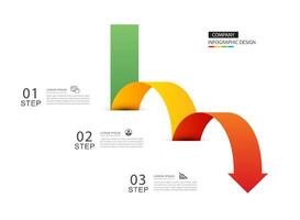Infographic arrow symbol timeline business steps from green to red. vector
