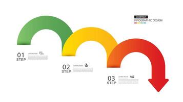 Infographics arrows symbol timeline business steps from green to red. vector