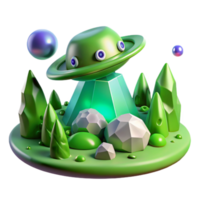 beautiful abstract Toxic Green Alien Landscape Transparent for Game Assets high quality png