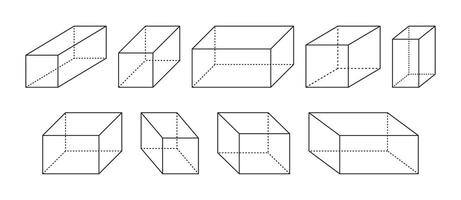 Rectangular prism outline in geometric mathematics isolated on a white background. vector