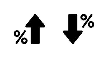 Percent growth and decline icon in rounded corner. Percentage arrow up and down sign symbol vector