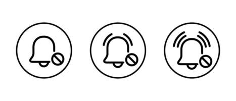 No bell outline icon set on circle line. Turn off notification sign symbol vector