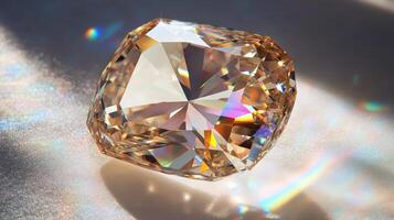 Radiant gemstone with prism effect in sunlight reflecting vivid colors photo