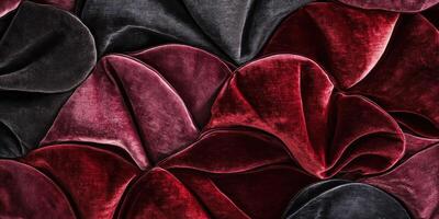 Luxurious red and black velvet fabric texture abstract pattern background photo
