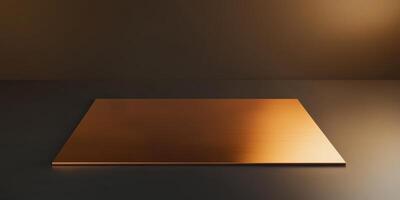 Copper sheet on dark background showcasing industrial and construction material concept photo