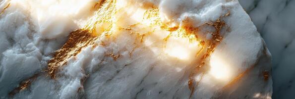 Abstract view of white and gold marble with sunlight creating a stunning visual concept photo