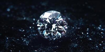 Sparkling diamond on dark surface highlighting luxury and elegance photo