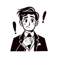 Cartoon Character with Confused Expression and Exclamation Points vector