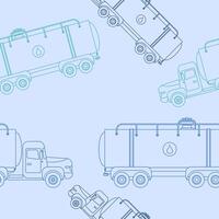 Editable Outline Style Side View Water Trucks Vectorized Illustration as Seamless Pattern for Creating Background of Water Day or Environmental and Transportation Related Design vector