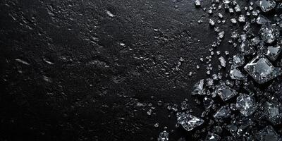 Glittering diamonds on dark textured surface creating luxurious and elegant contrast photo