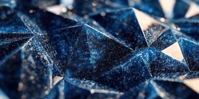 Abstract geometric blue crystal shapes with reflective metallic texture photo