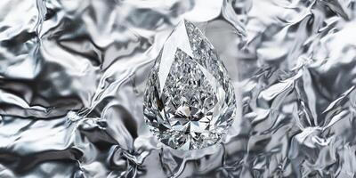 Sparkling diamond with reflective background symbolizing luxury and elegance photo