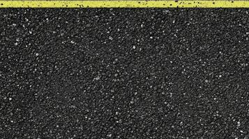 Textured asphalt road surface with yellow painted line indicating boundary photo