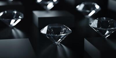 Brilliant diamond sparkling on dark background symbolizing luxury and elegance photo